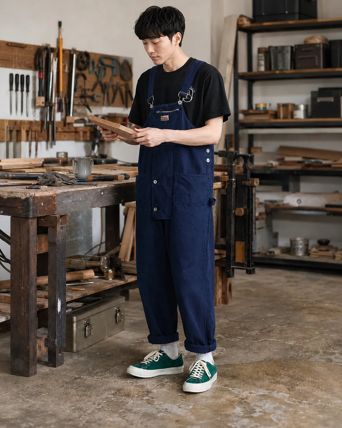 Salopette Cargo en Denim Ample