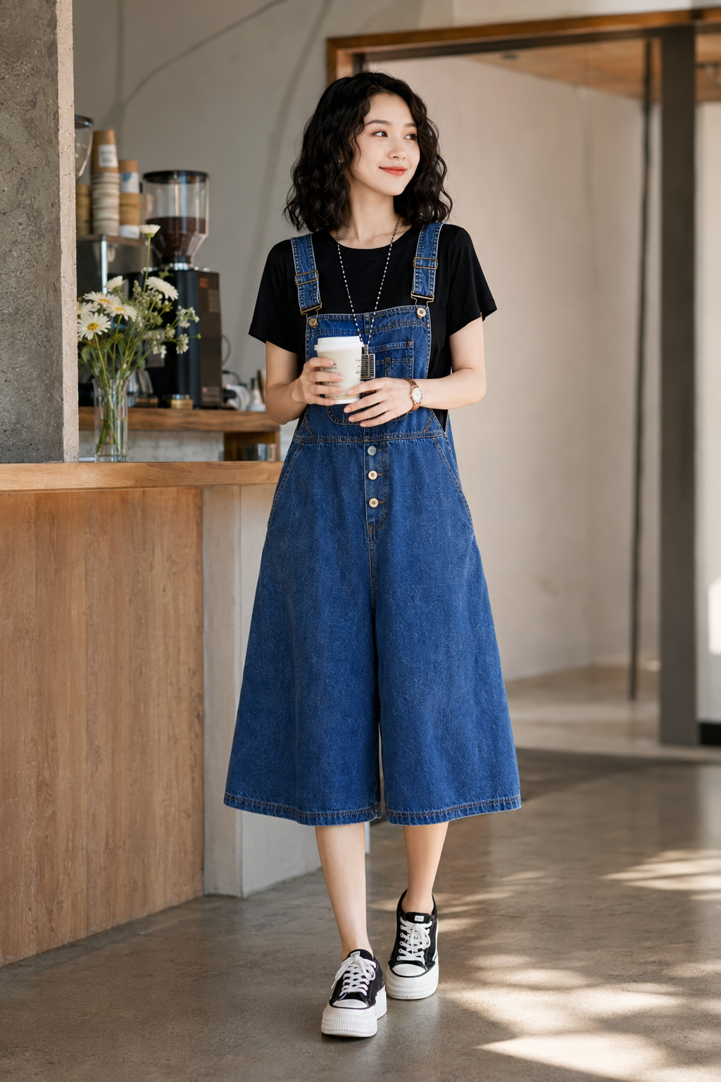 Salopette Denim Slim Distressed