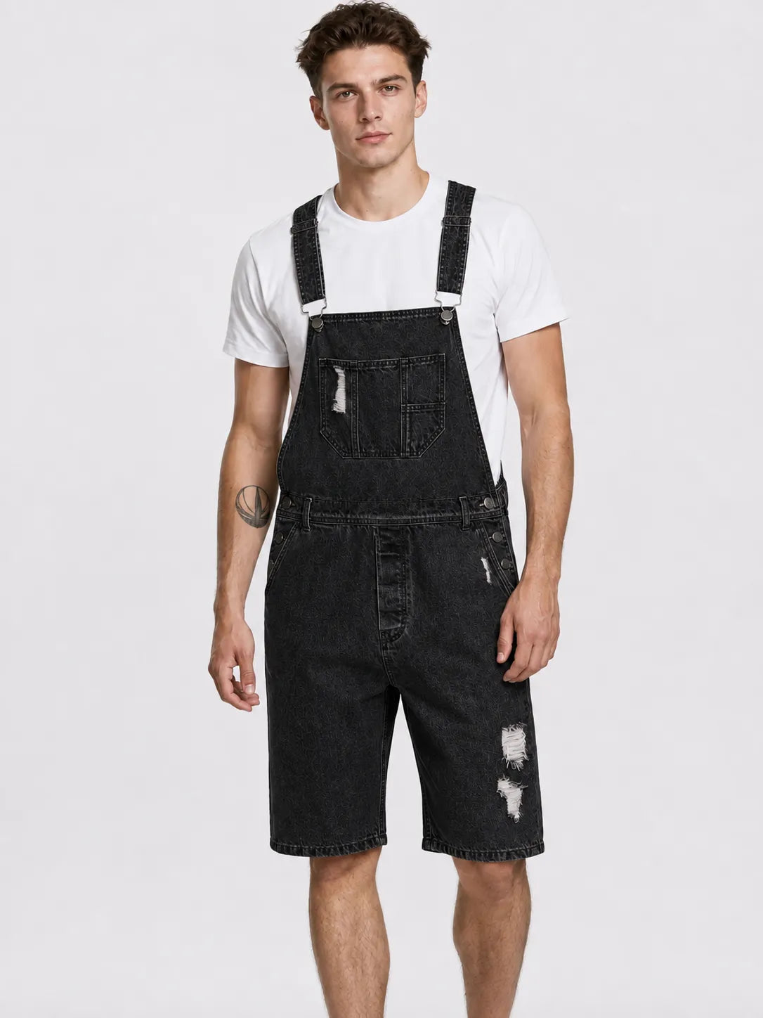 Salopette Short Jean Cargo Déchirée