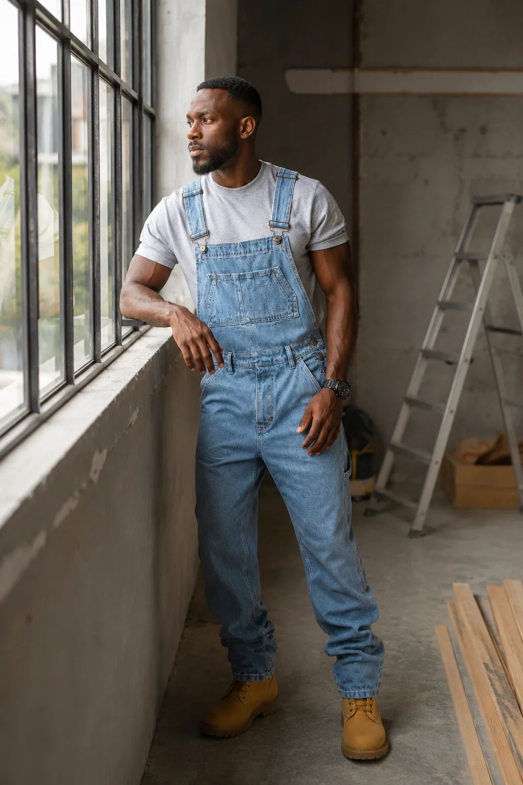 Salopette Denim Cargo Bleu