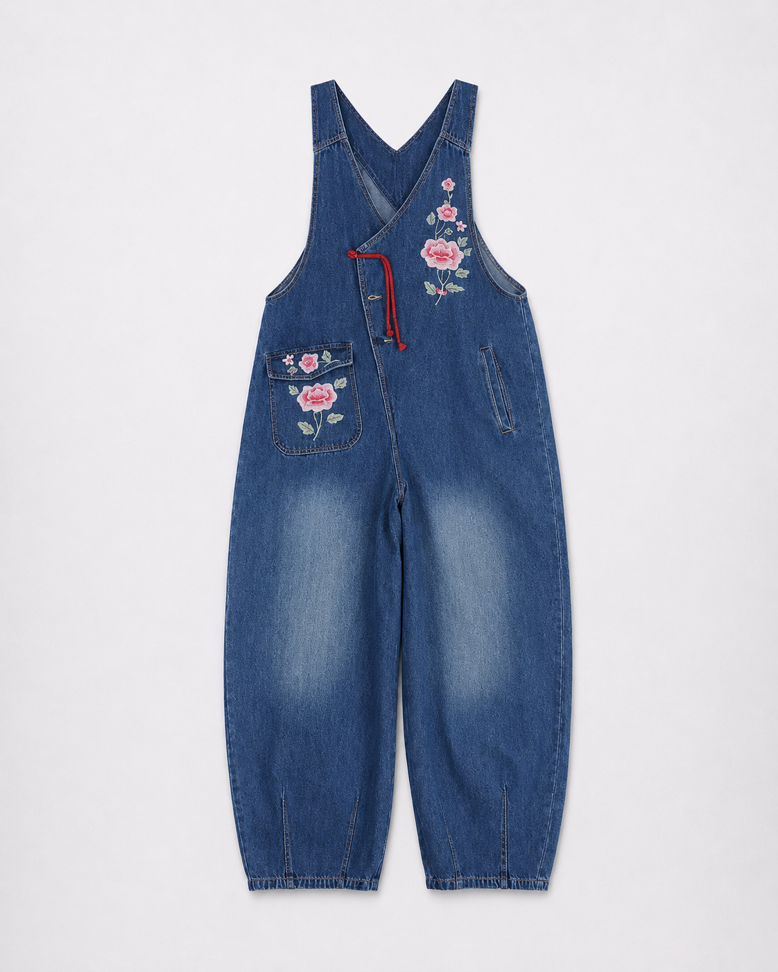 Salopette Denim Brodée Rétro