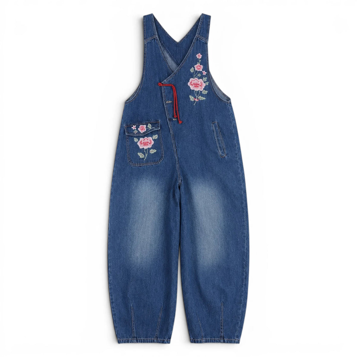 Salopette Denim Brodée Rétro