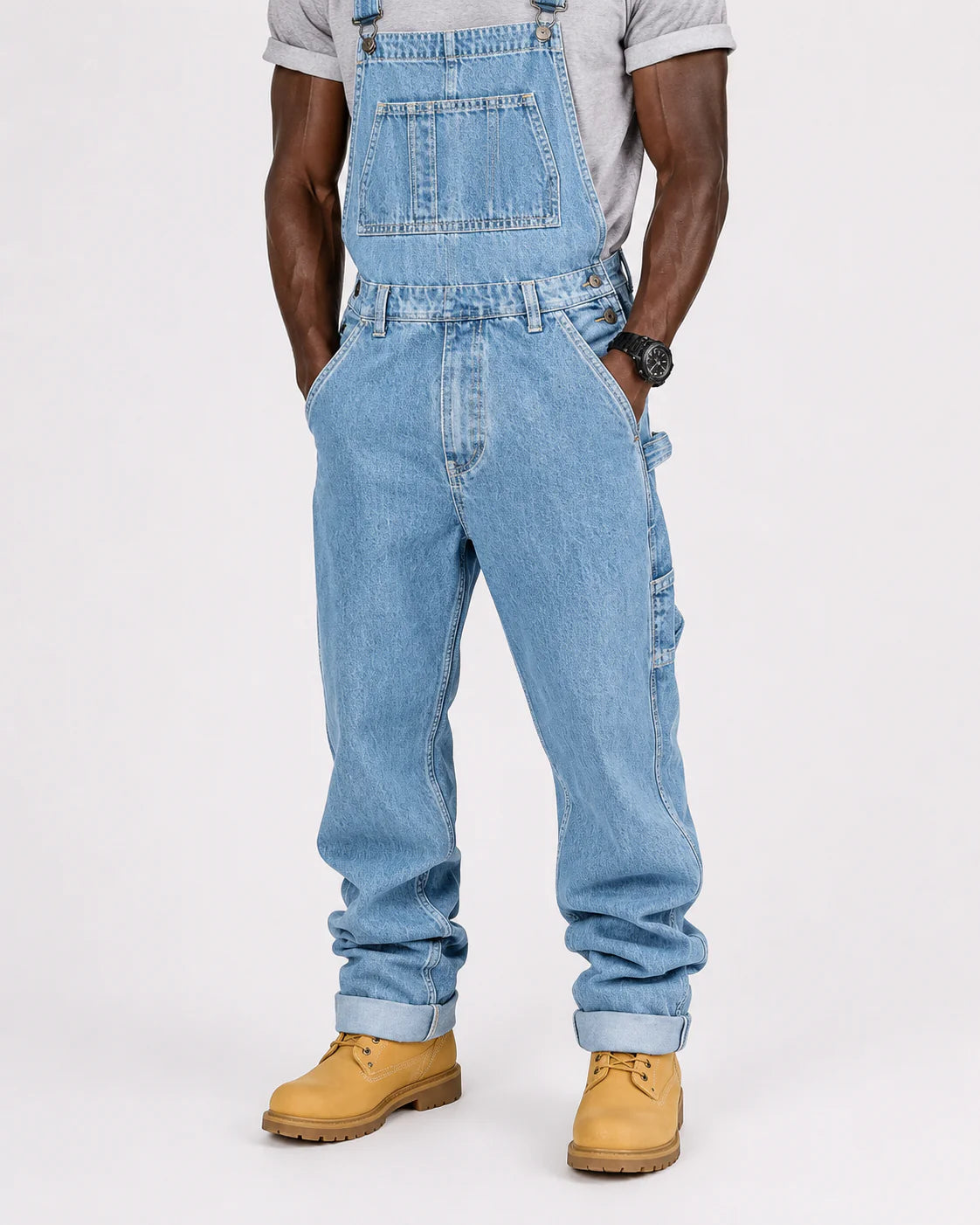 Salopette Denim Cargo Bleu