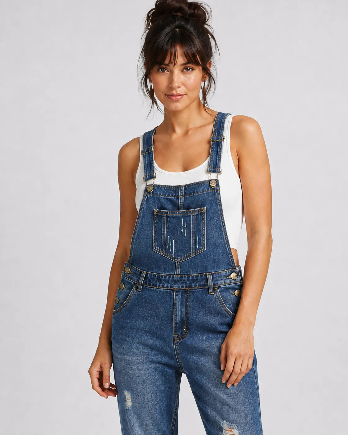 Salopette Denim Déchirée Tendance