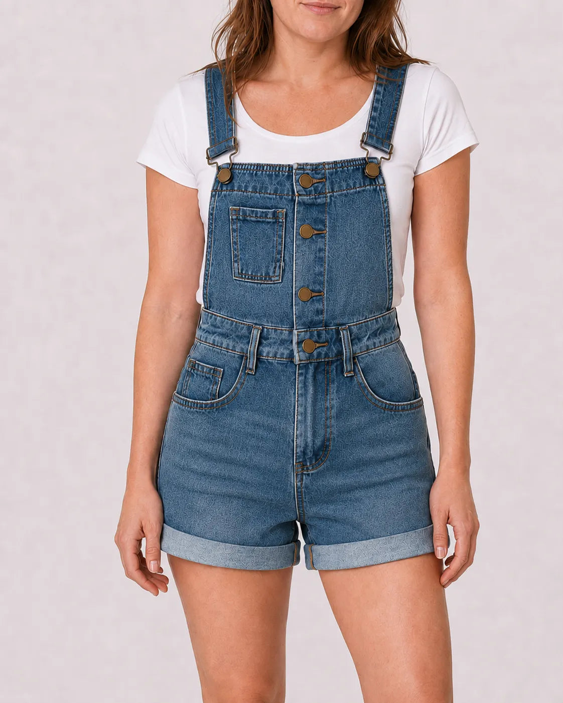 Salopette Denim Courte Boutonnée
