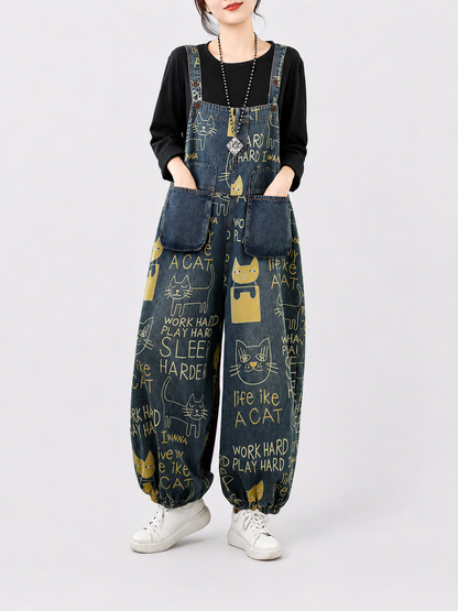 Salopette Ample en Denim Brodée