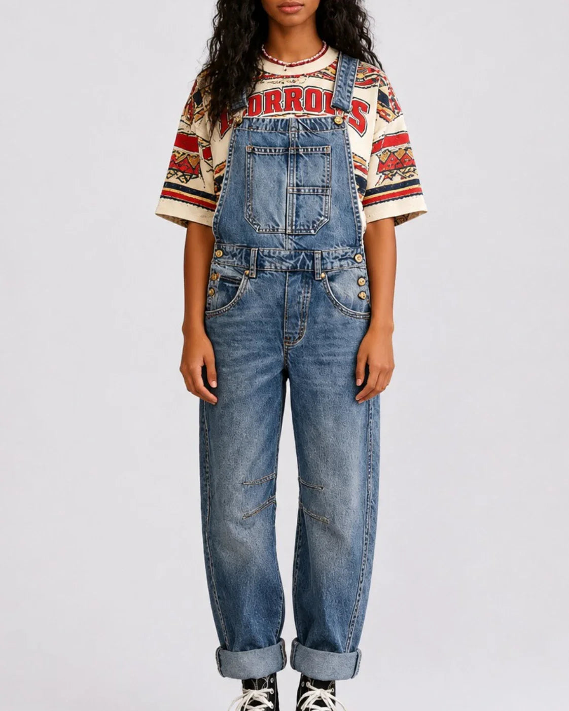 Salopette Denim Distressed Femme