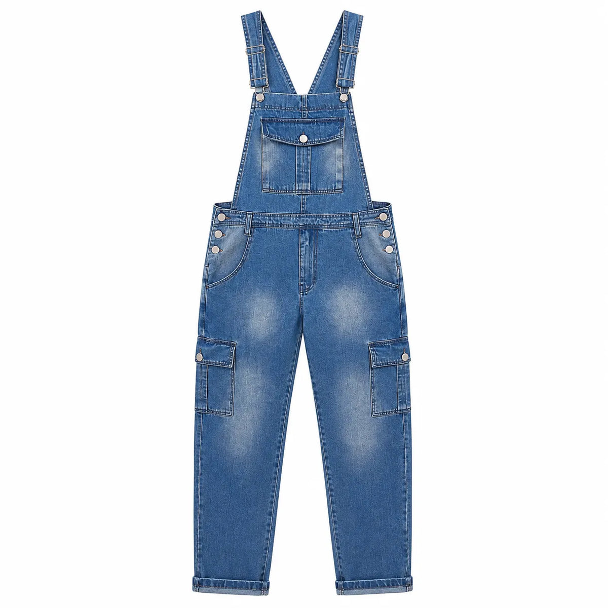 Salopette Denim Délavée Coupe Droite
