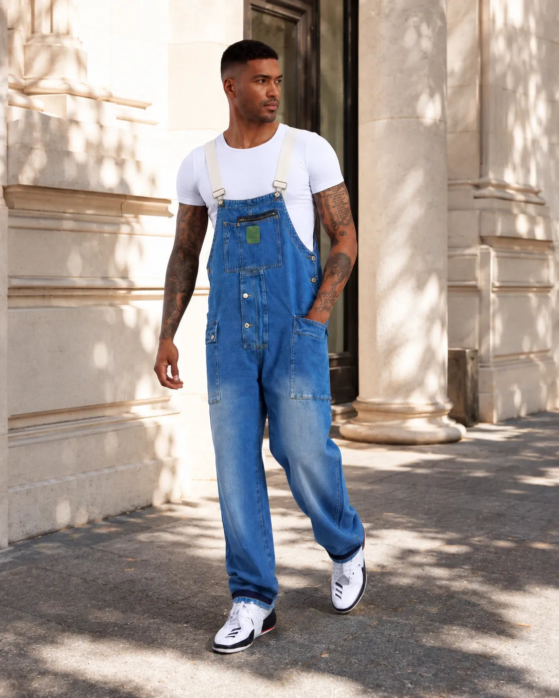 Salopette Jean Cargo Délavée