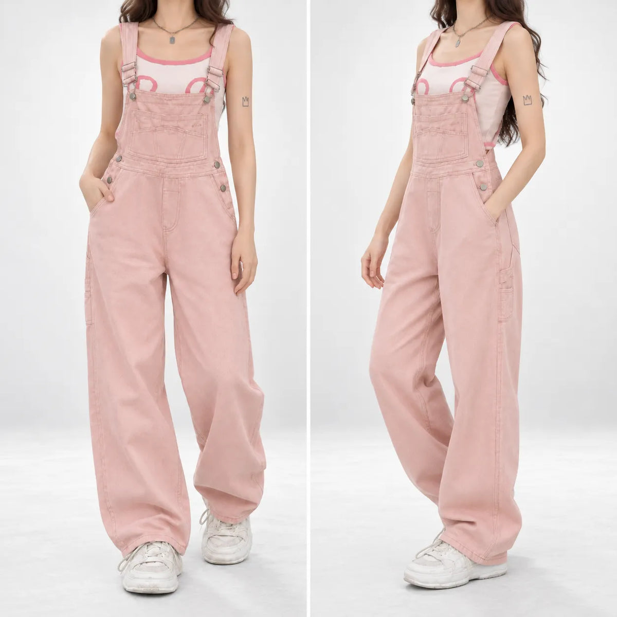 Salopette rose poudré à jambes droites
