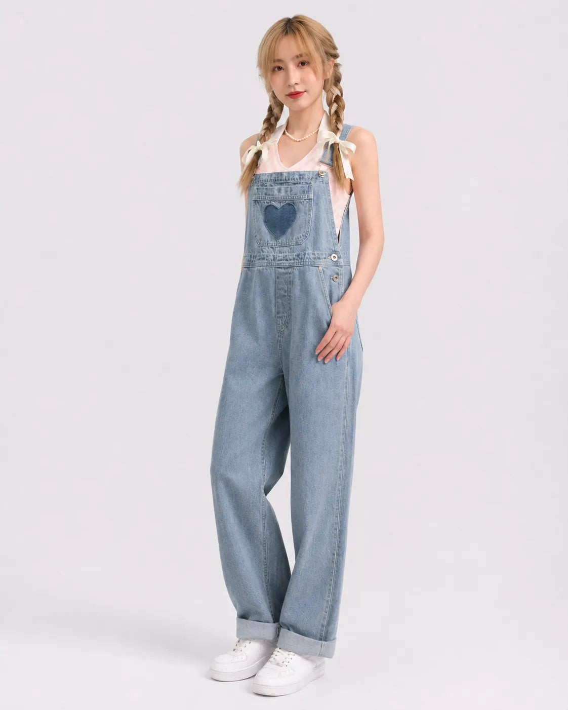 Salopette Denim Motif Cœur
