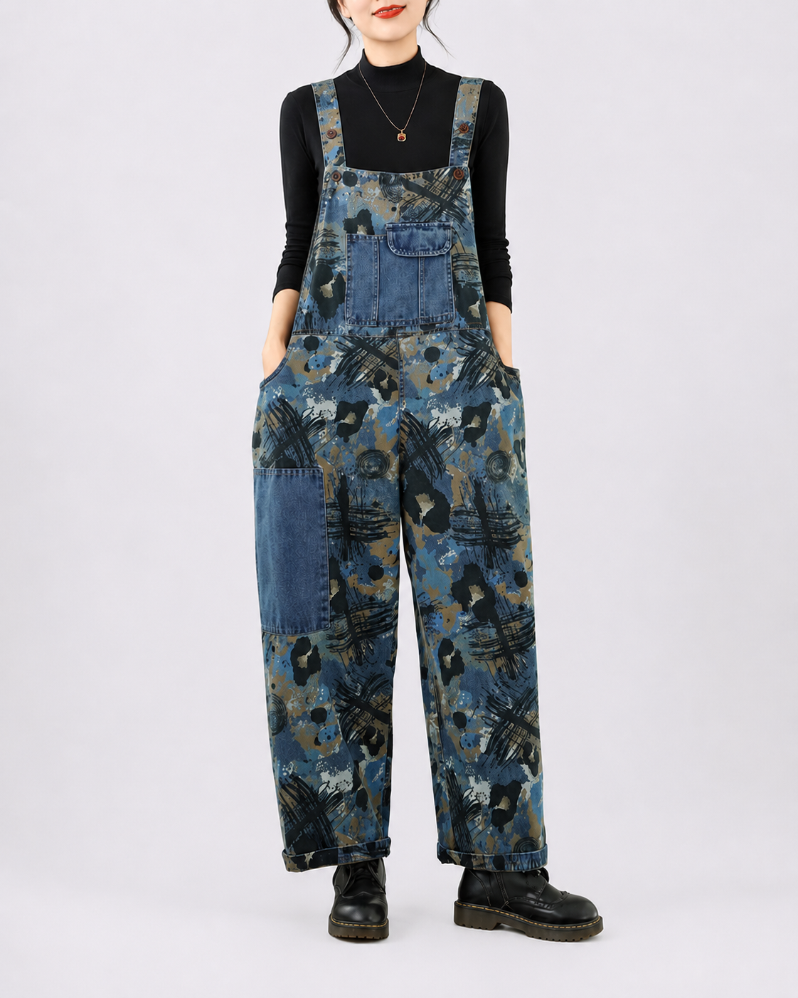 Salopette Denim Patchwork Usé