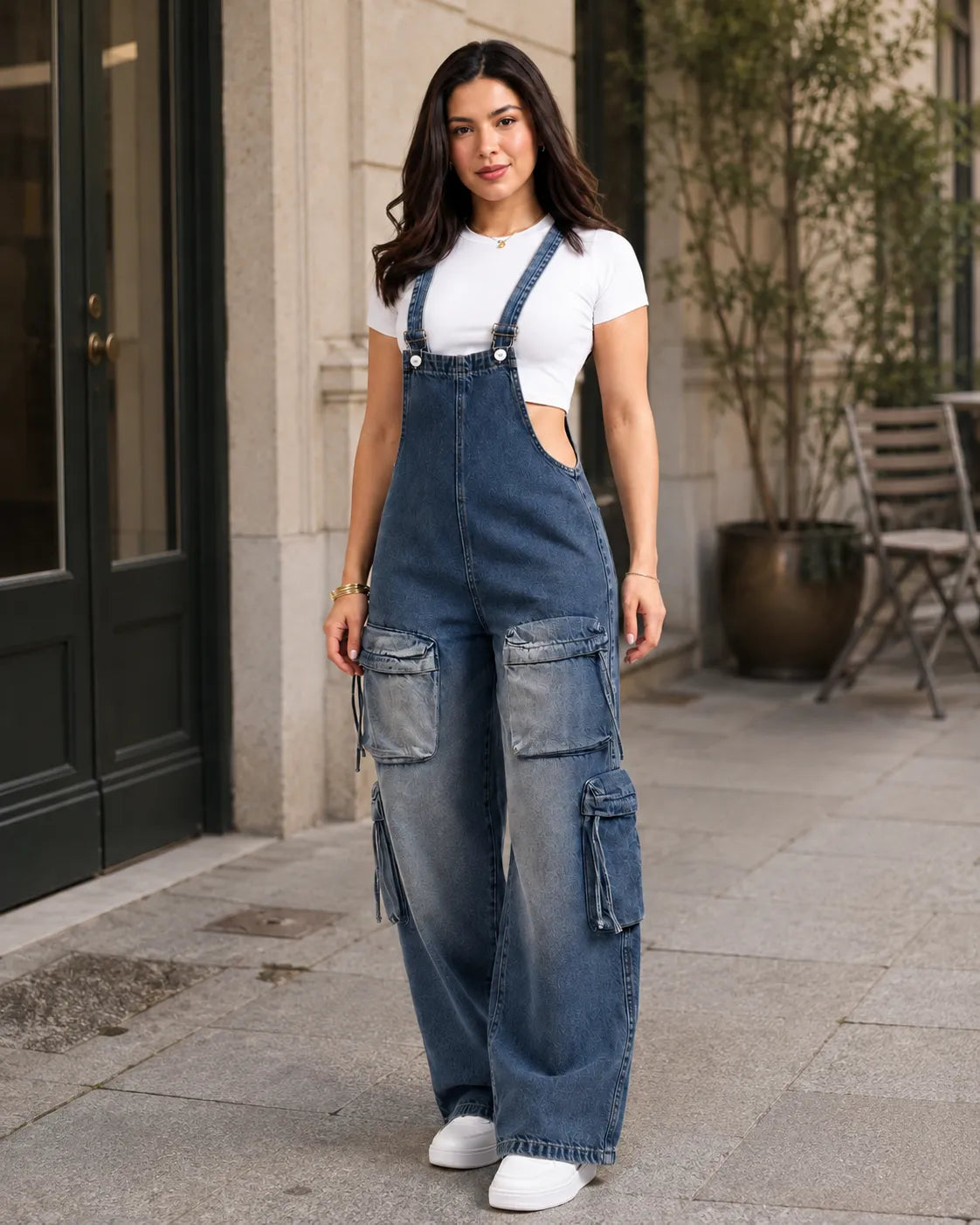 Salopette Cargo Denim Multipoches