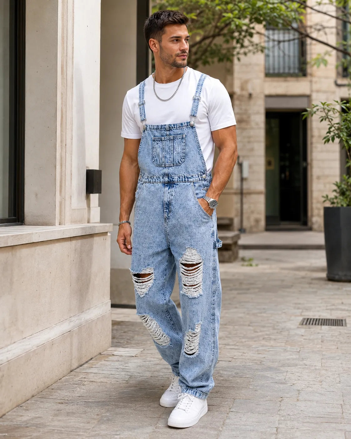 Salopette Jean Effet Usé Britannique