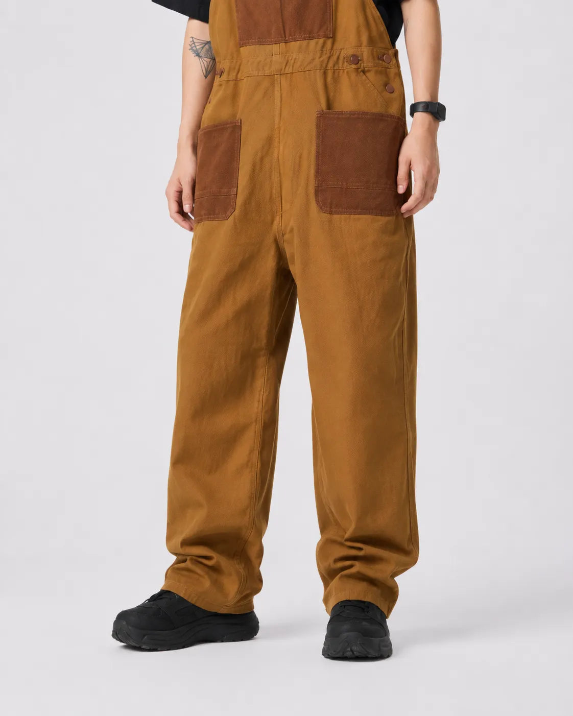 Salopette Denim Marron Rétro Unisexe
