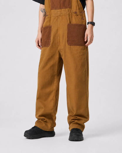 Salopette Denim Marron Rétro Unisexe