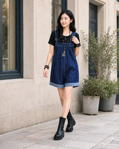 Salopette Short Jean Ample Femme