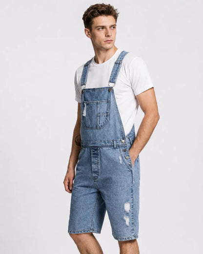 Salopette Short Jean Cargo Déchirée