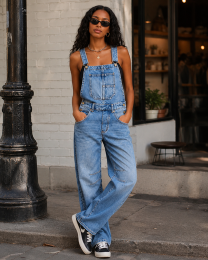Salopette Denim Distressed Femme