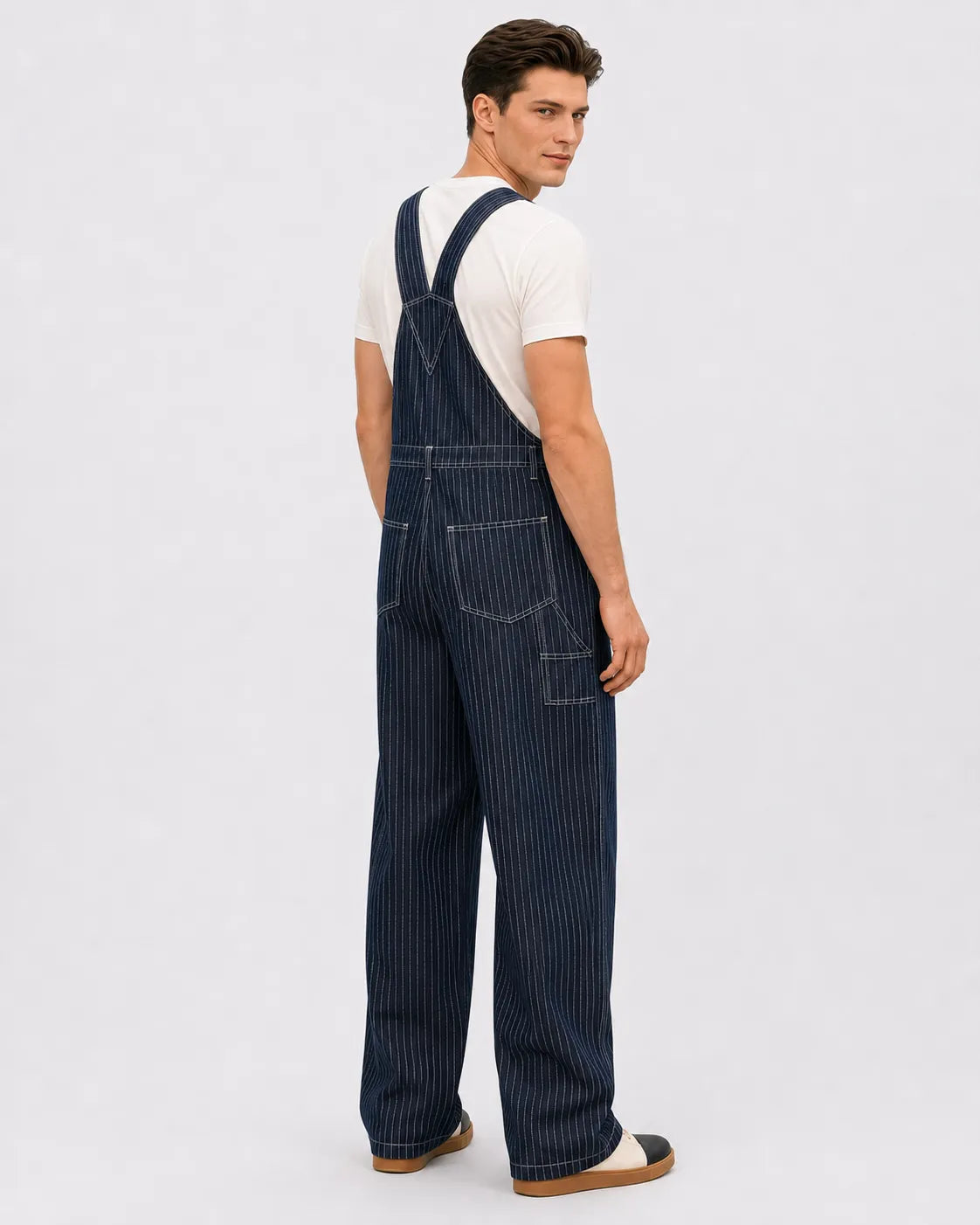 Salopette Denim Rayé Bleu