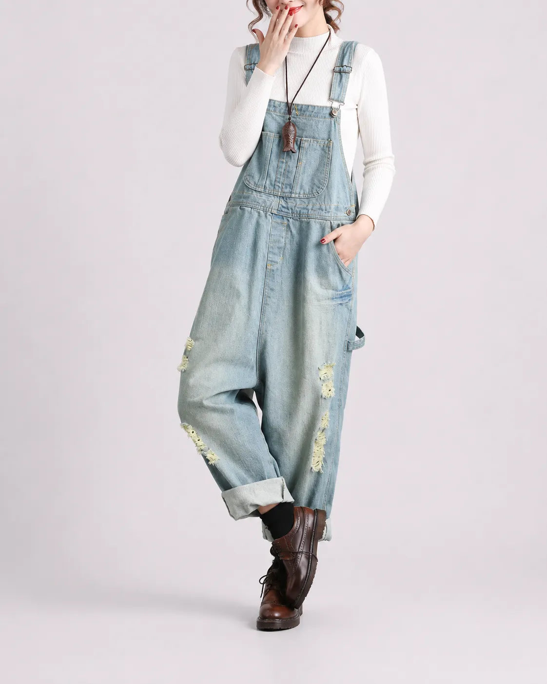 Salopette Streetwear avec Détails Ripped