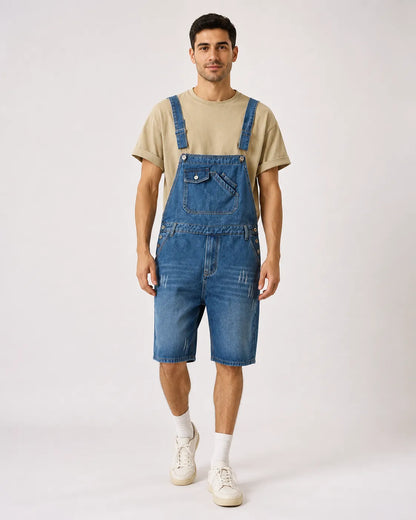 Salopette Pantalon Court Bleu