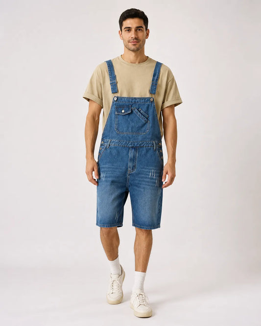 Salopette Pantalon Court Bleu