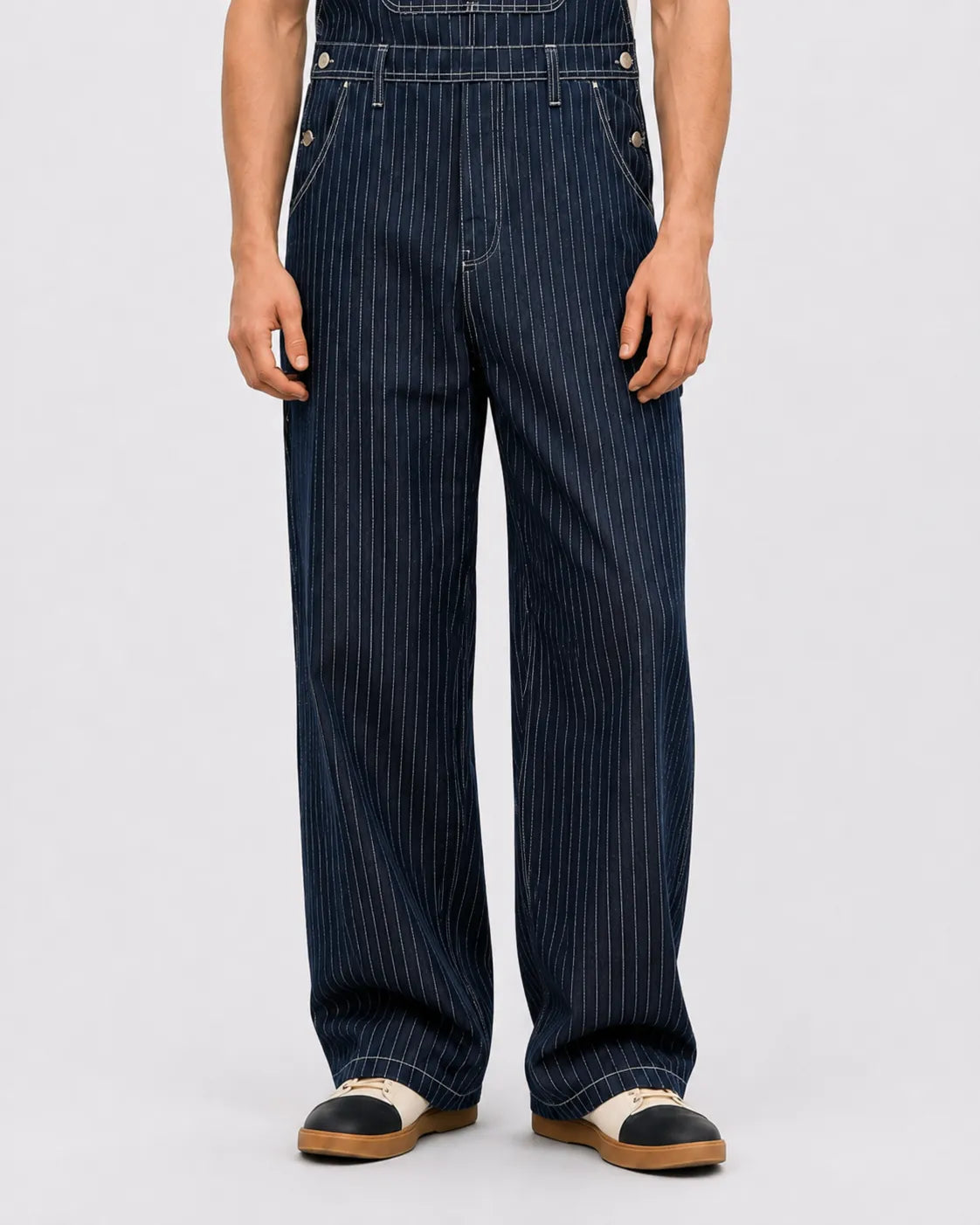 Salopette Denim Rayé Bleu