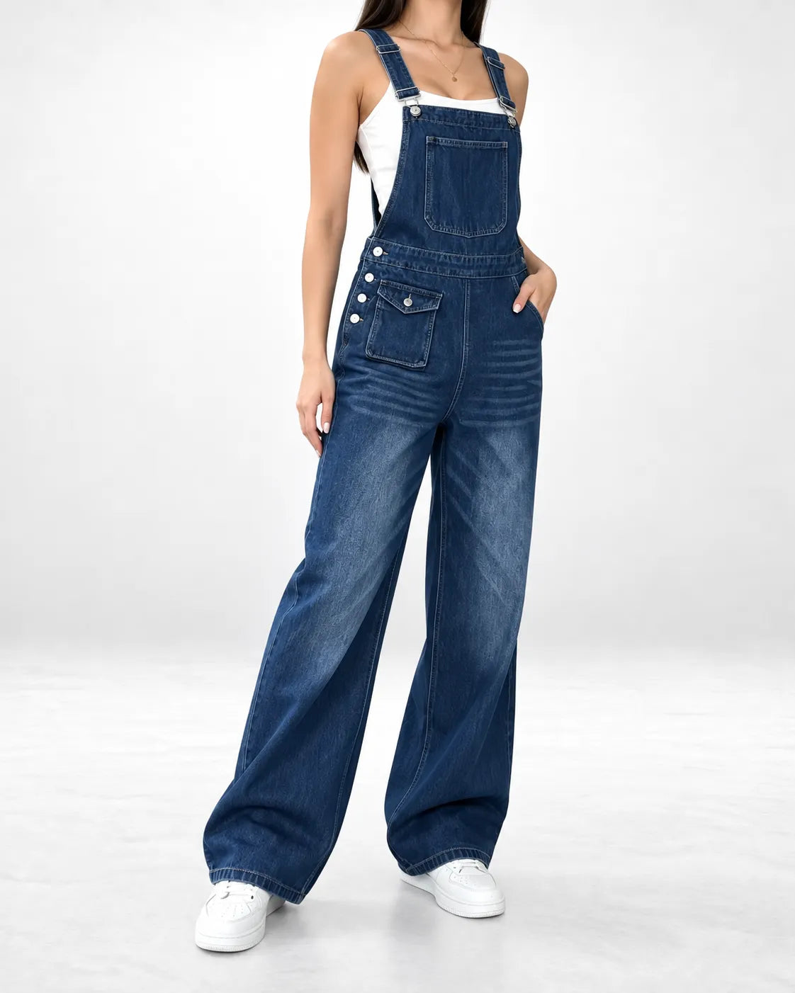 Salopette en jean à jambes larges