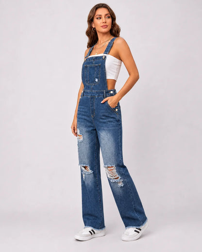 Salopette en Jean Déchiré pour Femme