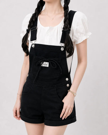 Salopette Short Denim Taille Haute