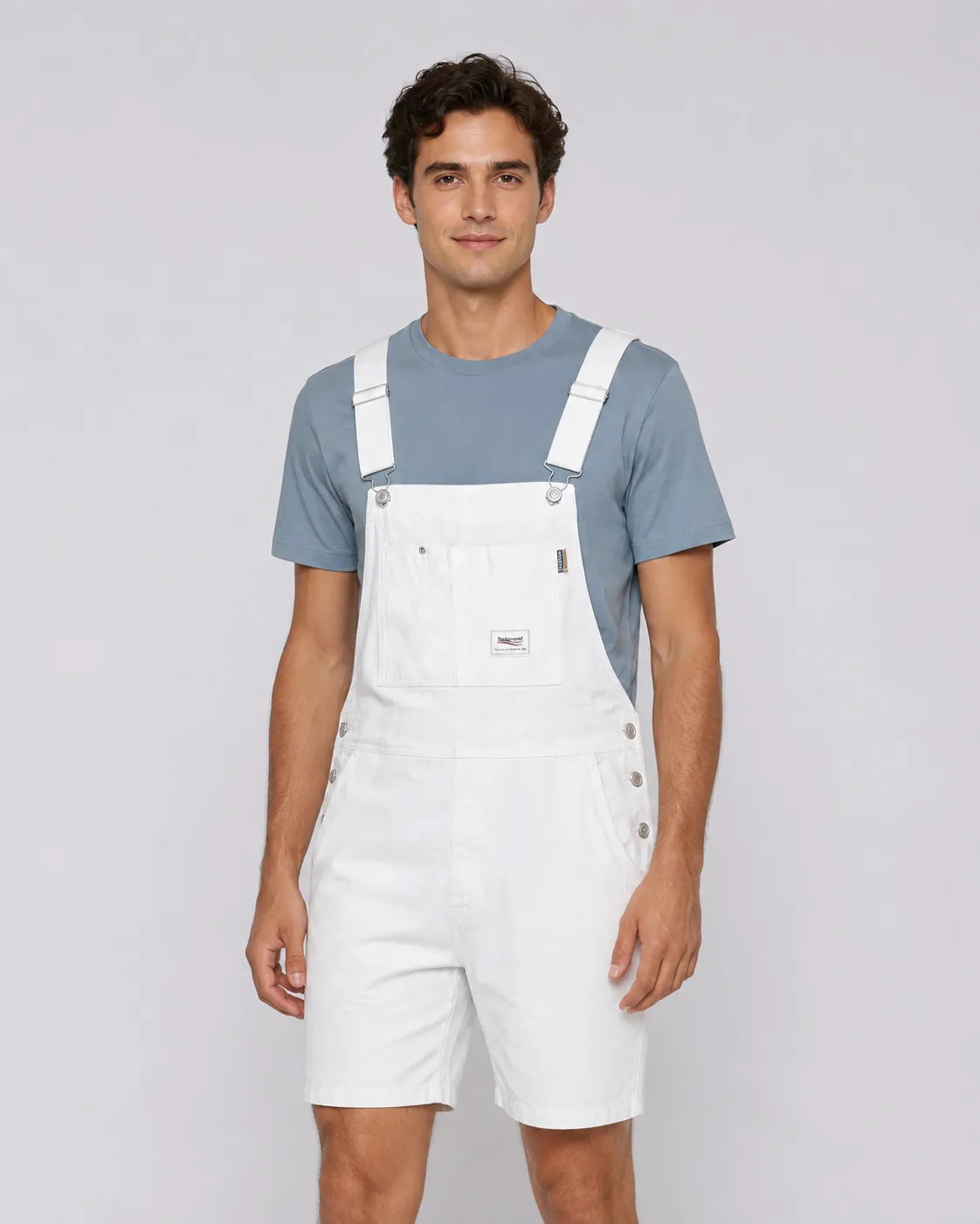 Salopette Short Denim Blanche Homme