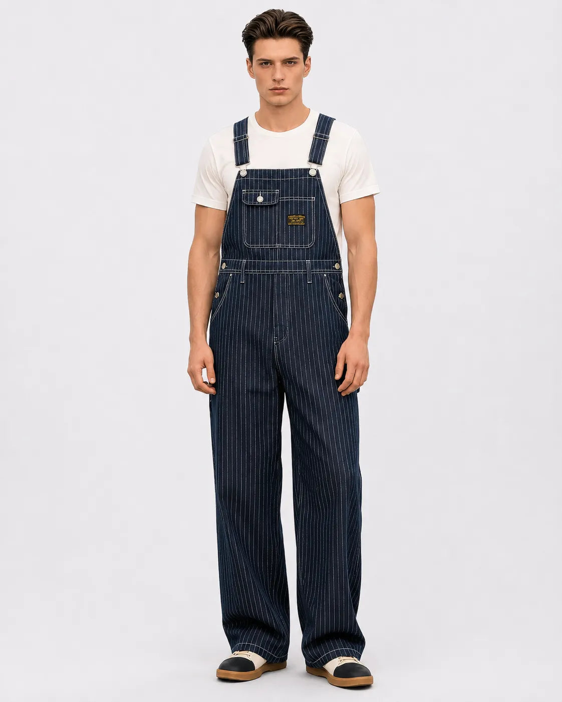 Salopette Denim Rayé Bleu