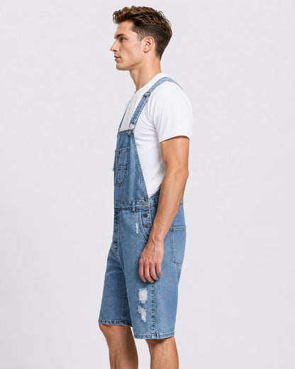 Salopette Short Jean Cargo Déchirée