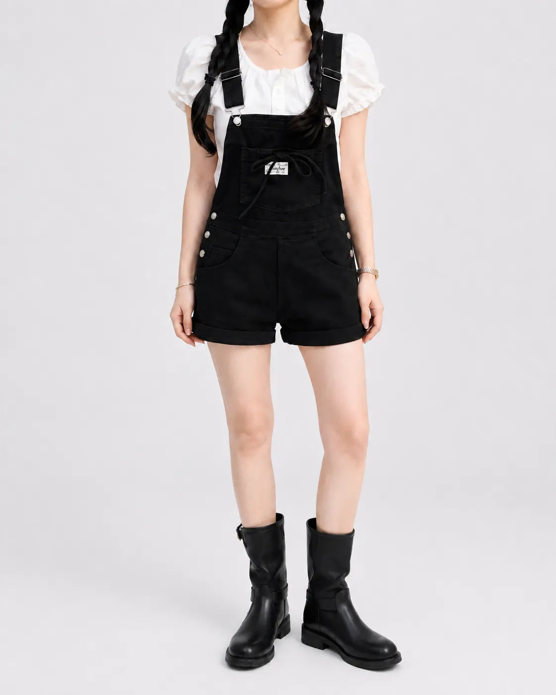 Salopette Short Denim Taille Haute