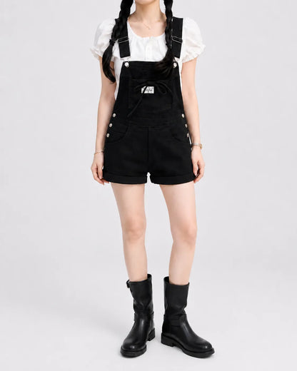 Salopette Short Denim Taille Haute