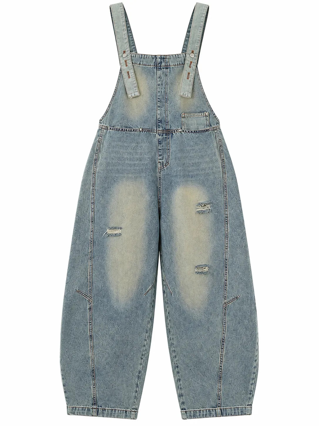 Salopette en jean délavé à effet usé