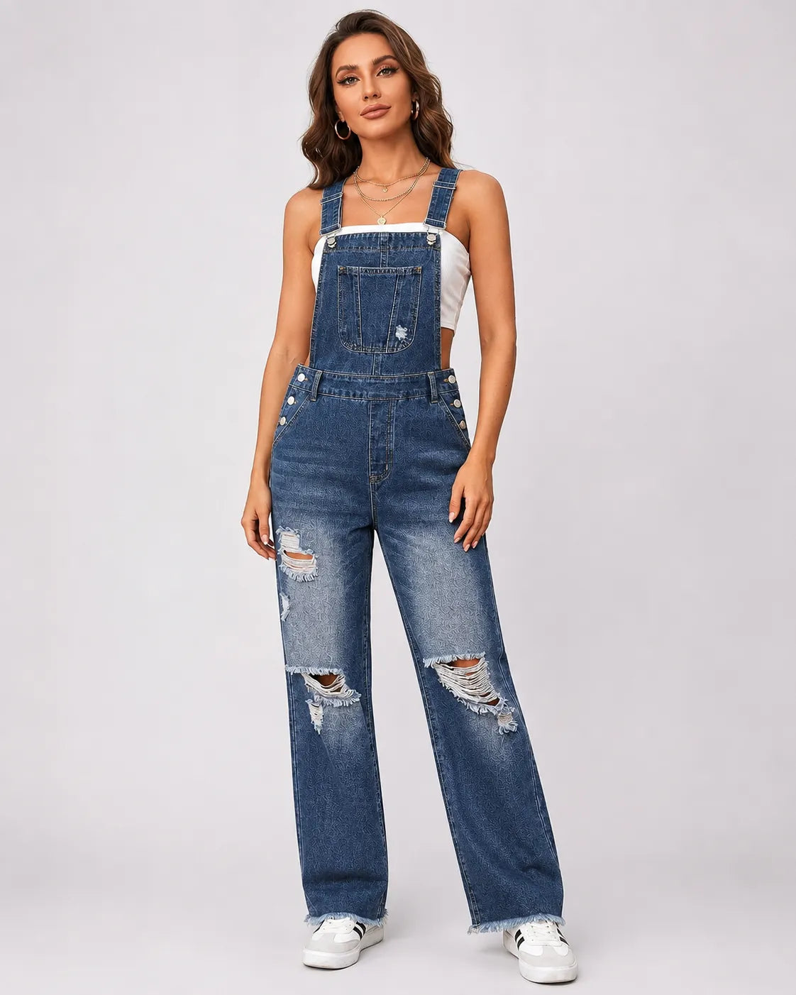 Salopette en Jean Déchiré pour Femme