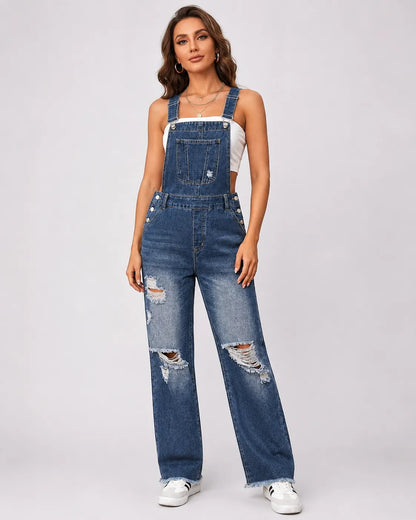 Salopette en Jean Déchiré pour Femme