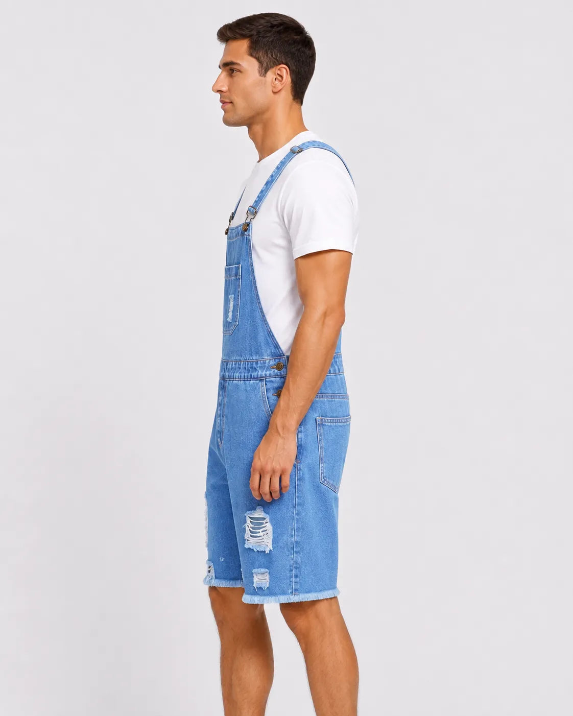 Salopette Short Denim Vintage Troué