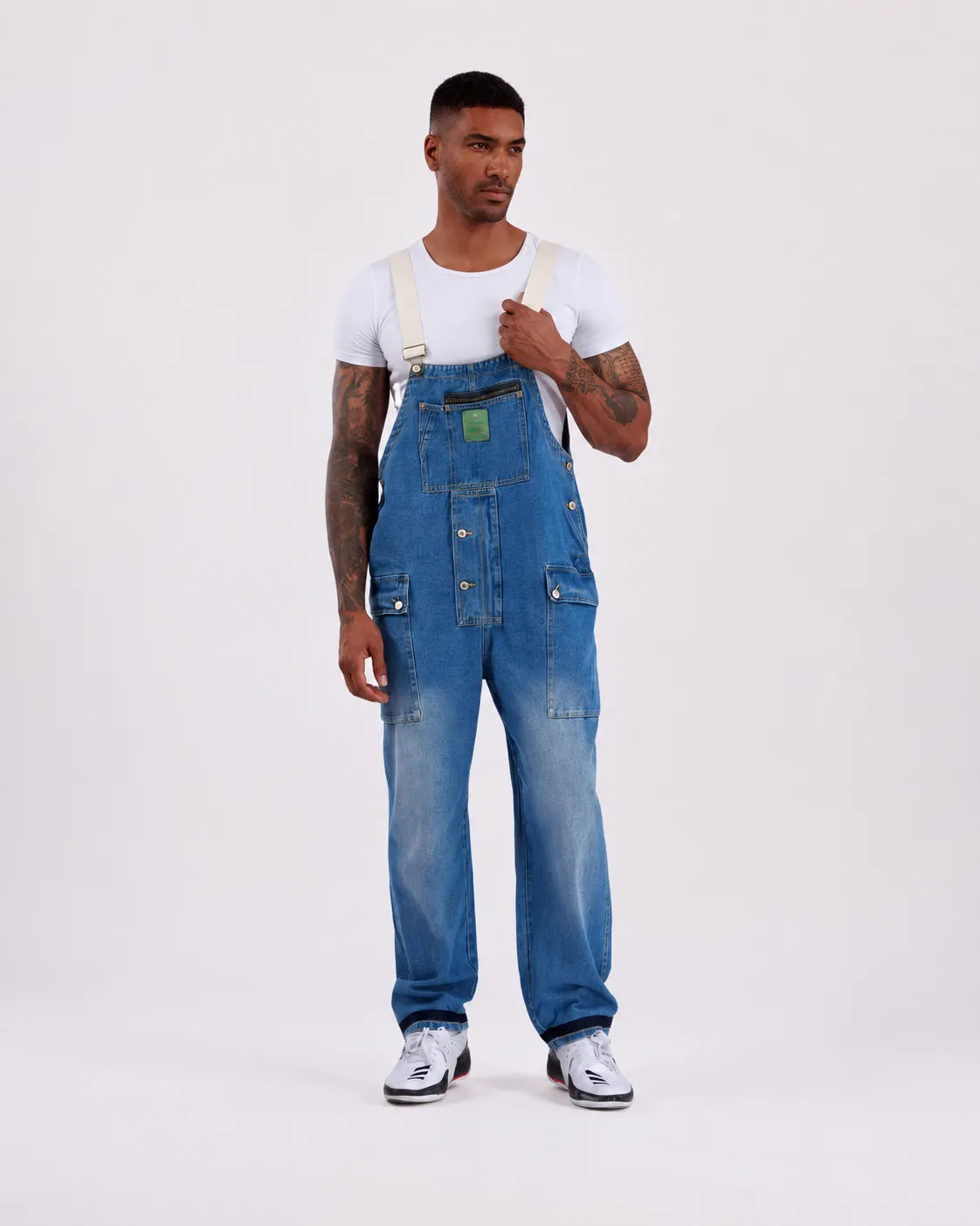 Salopette Jean Cargo Délavée