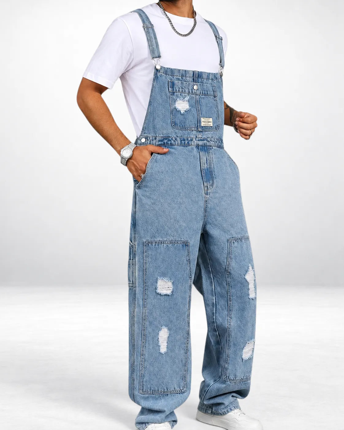 Salopette Cargo avec Détails Ripped