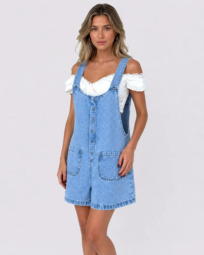 Salopette Short Femme en Jean Ajustable