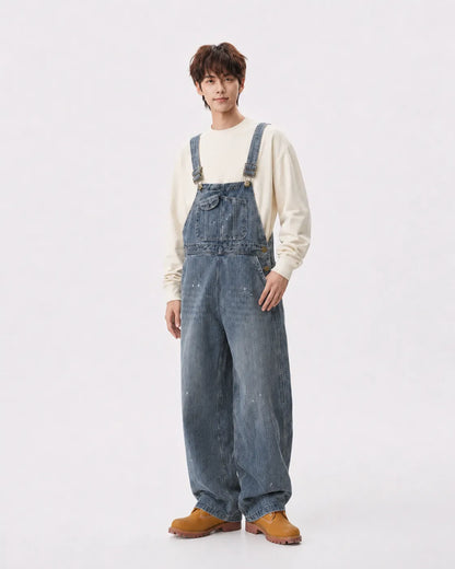 Salopette Denim Tachetée Rétro