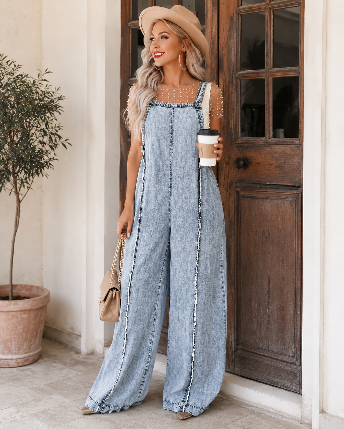 Combinaison Denim Wide Leg Vintage