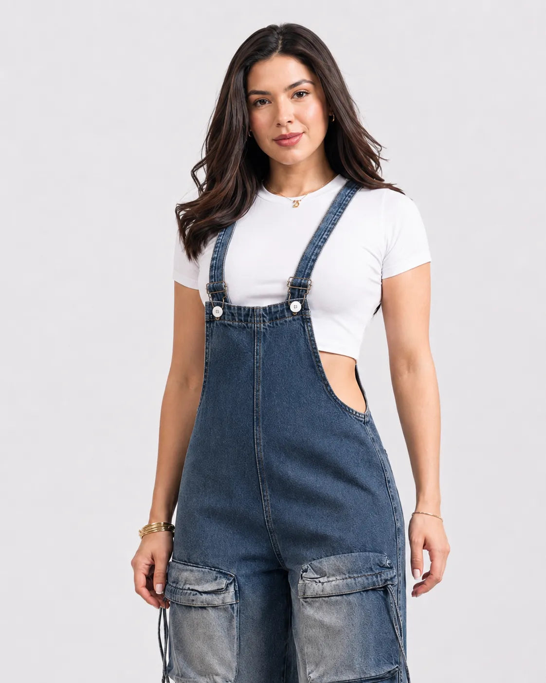 Salopette Cargo Denim Multipoches