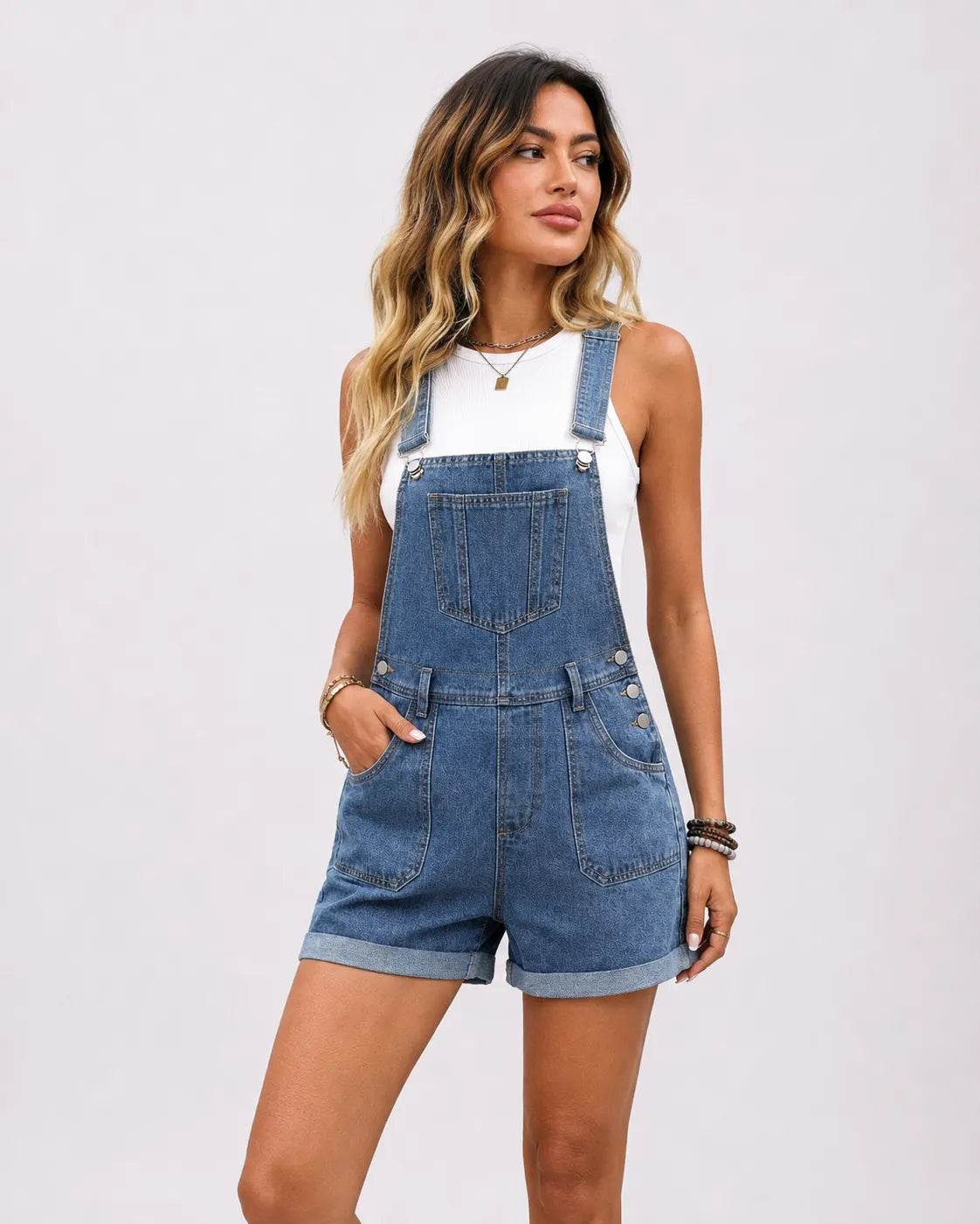 Salopette Tendance en Jean Courte