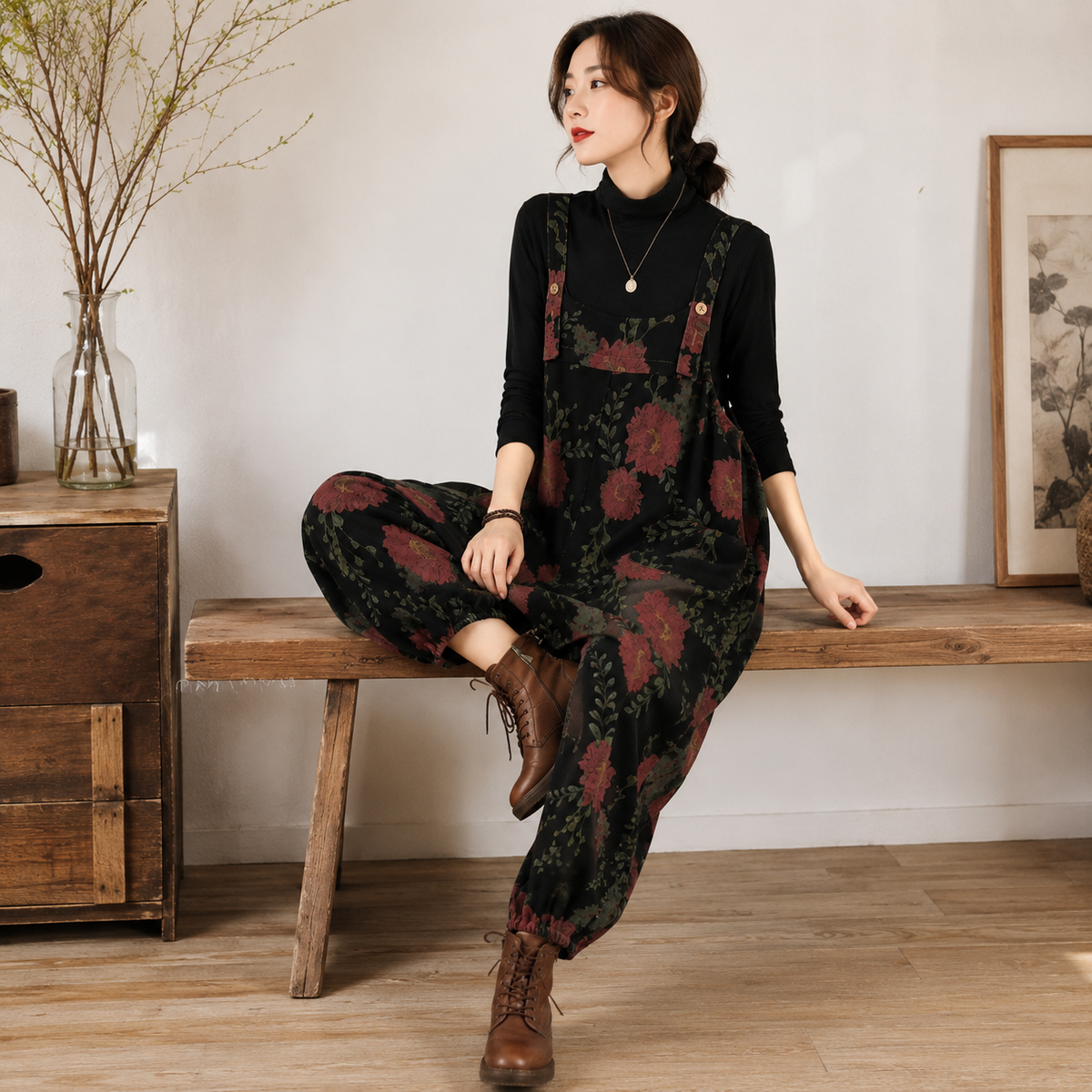 Le denim floral en mouvement
