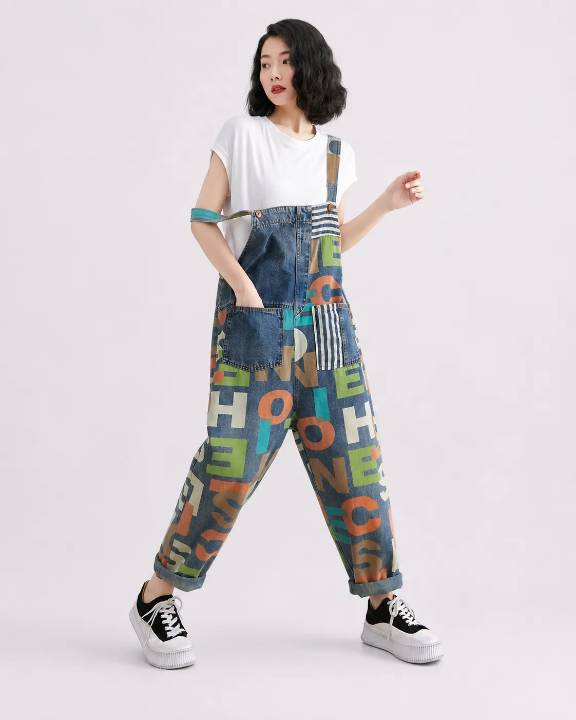 Salopette Jean Cargo Coupe Loose D'été