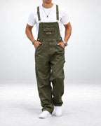 Salopette en denim kaki esprit workwear